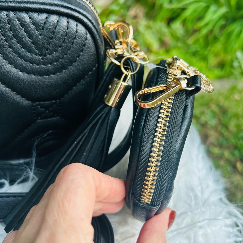Valentino Orlandi Black Quilted Crossbody Bag with Coin Pouch - Picture 4 of 5
